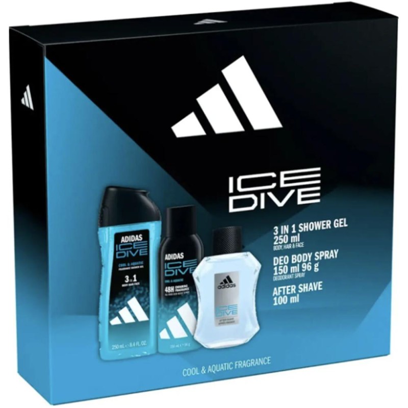 Caseta Cadou Barbati Ice Dive, After Shave 100 ml, Deodorant 150 ml, Gel Dus 250 ml