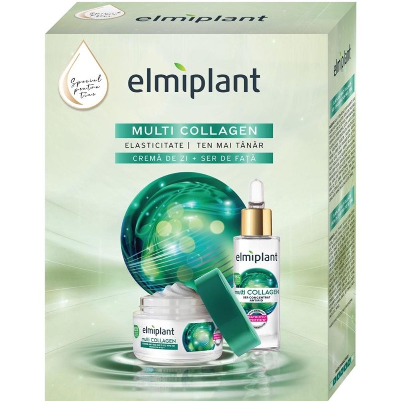 Caseta Cadou Elmiplant Multi Collagen, Crema Zi 50 ml, Ser Fata 30 ml
