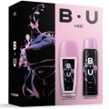 Caseta Cadou Femei B.U Vibe, Deodorant Natural Spray 150 ml, Parfum Corp 75 ml