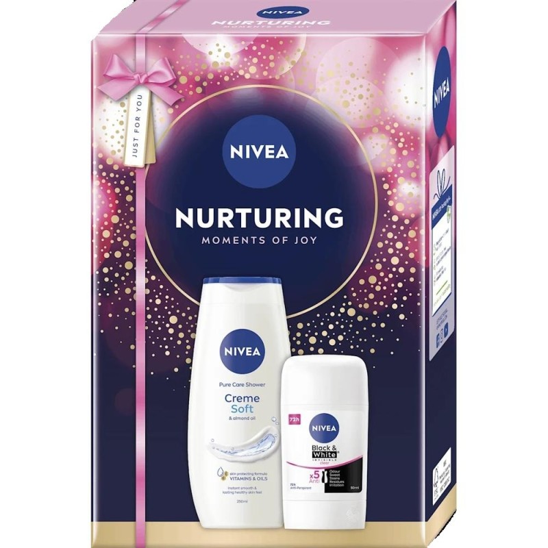 Caseta Cadou Femei Nivea Nurturing, Gel Dus 250 ml, Deodorant Stick 50 ml