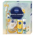 Caseta Cadou Femei Nivea Tropical Sunrise, Gel Dus 250 ml, Deodorant Spray 150 ml, Masca Servetel Q10 Energy