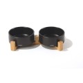 Castroane Ceramice Opera cu Suport din Bambus, Negru, 2 x 850 ml, M-Pets