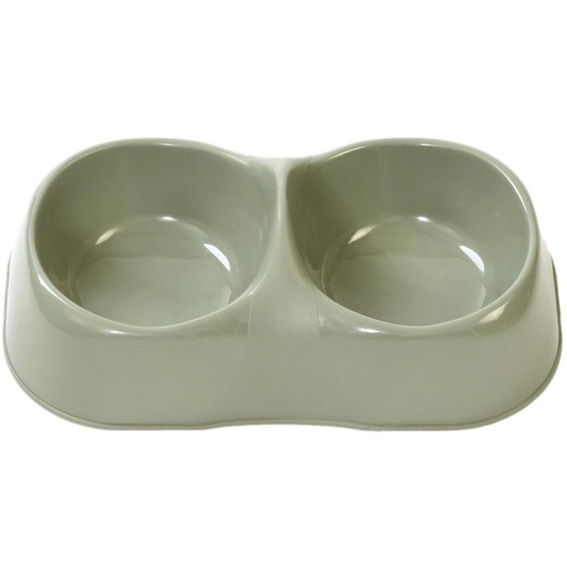 Castron Dublu din Plastic, Marime L, Verde, M-Pets