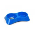 Castron Dublu pentru Caini din Melamina, M-Pets, Albastru 2 x 350 ml
