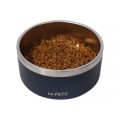 Castron pentru Mancare Caini Negru, Premium, Otel Inoxidabil, Double Wall Bowl Eskimo M-Pets, 1.25 l