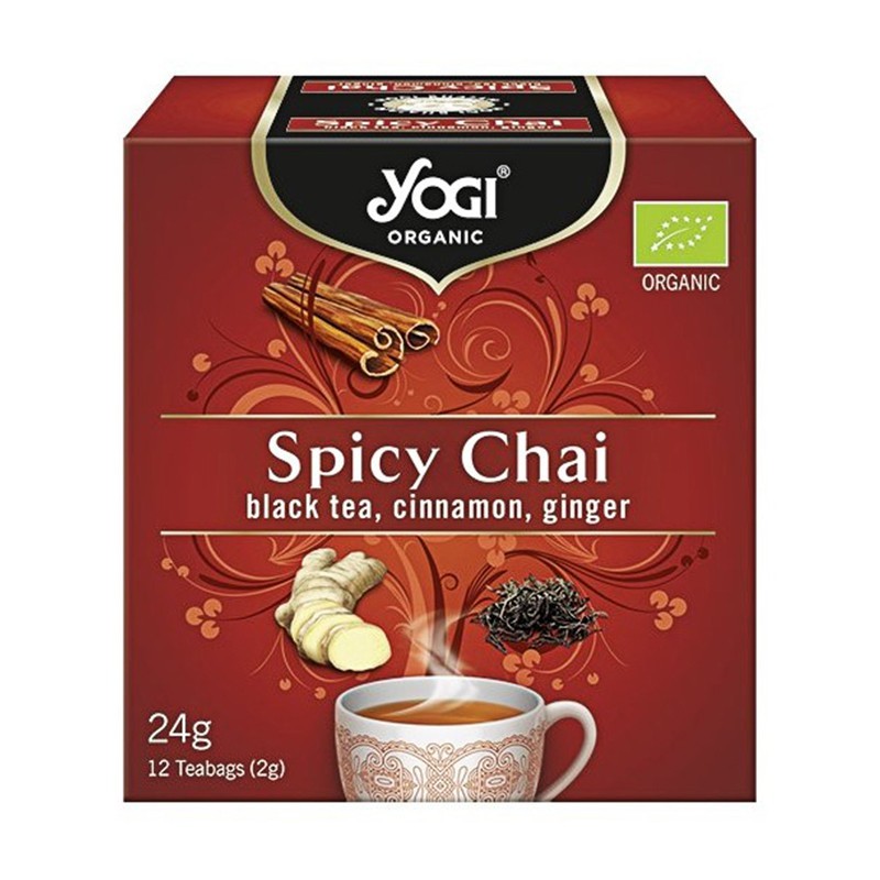 Ceai Bio cu Mirodenii, Ceai Negru, Scortisoara si Ghimbir, Yogi Tea, 12 Plicuri, 24 g