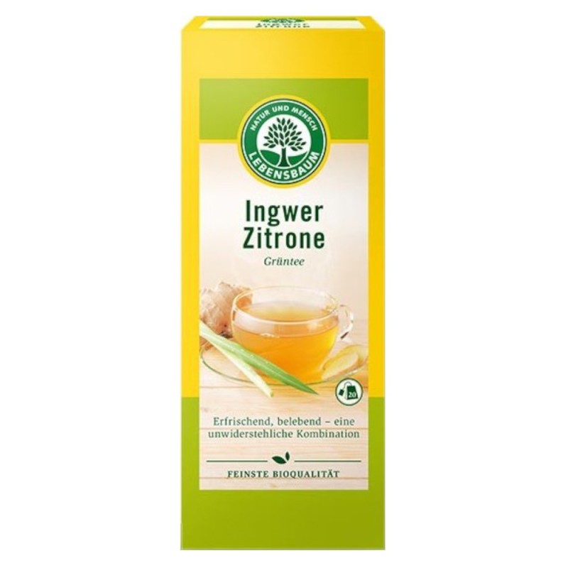 Ceai Bio Verde de Ghimbir si Lamaie, 20 Plicuri x 2 g, 40 g Lebensbaum