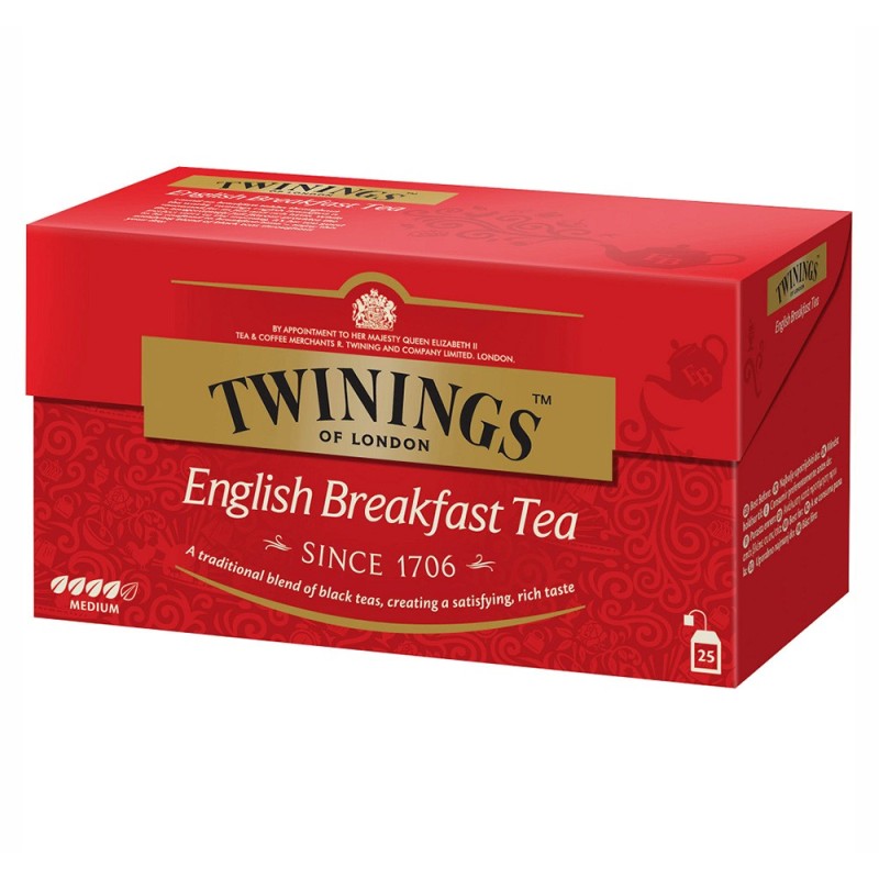 Ceai Twinings Negru English Breakfast, 25 Pliculete, 50 g