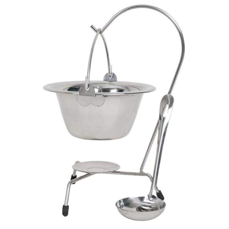 Ceaun Mini din Inox, cu Suport si Lingura, 0.8 l