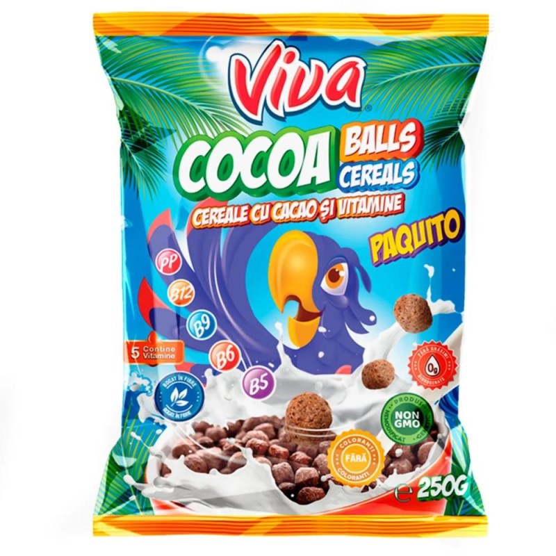 Cereale cu Cacao si Vitamine Viva Balls, 250 g