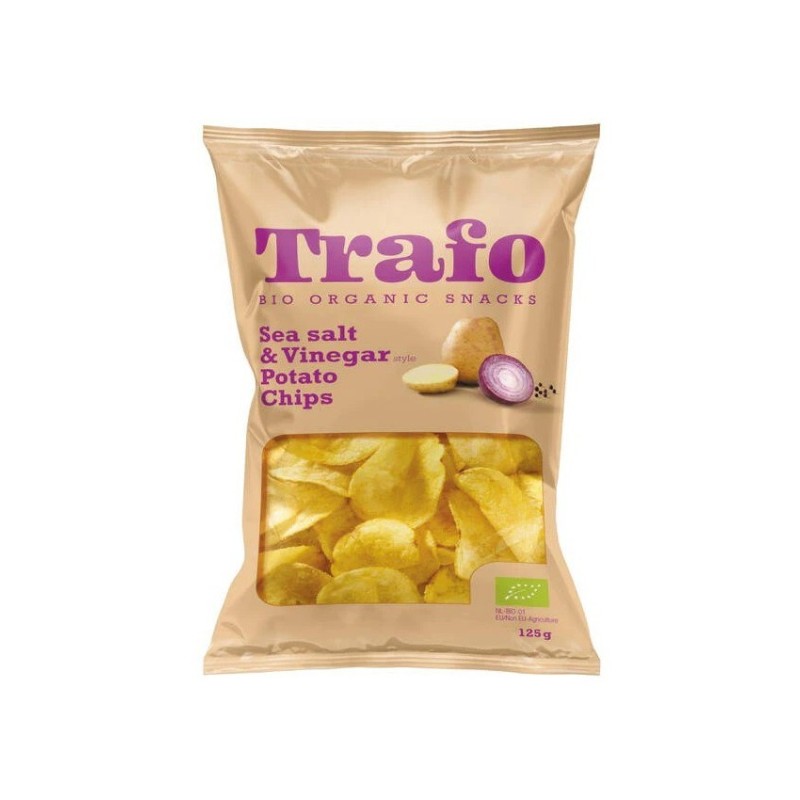Chipsuri Bio cu Sare de Mare si Otet, 125 g, Trafo