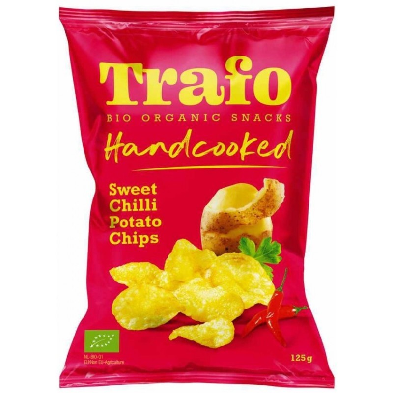 Chipsuri Bio din Cartofi, Prajite Manual, cu Chilli Dulce, 125 g, Trafo