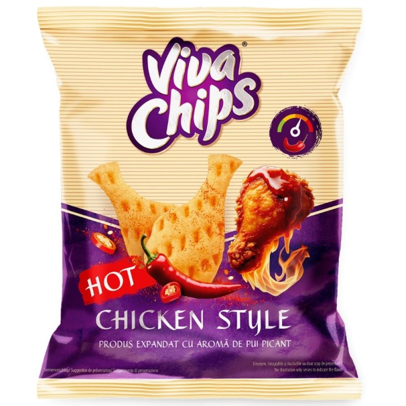 Chipsuri cu Aroma de Pui Picant Viva, 100 g