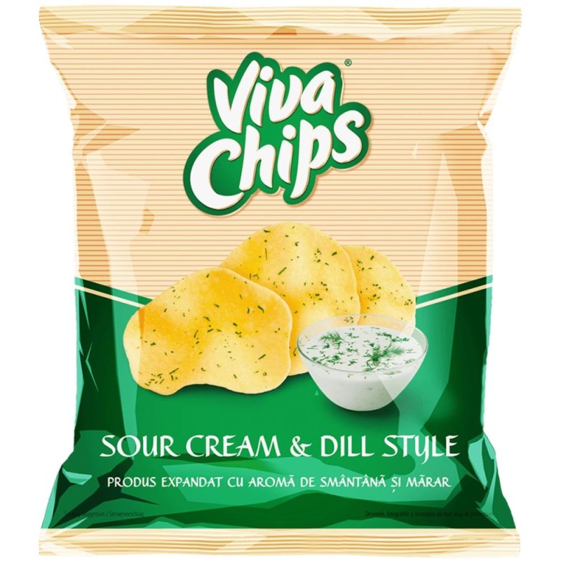 Chipsuri cu Aroma de Smantana si Marar Viva, 50 g