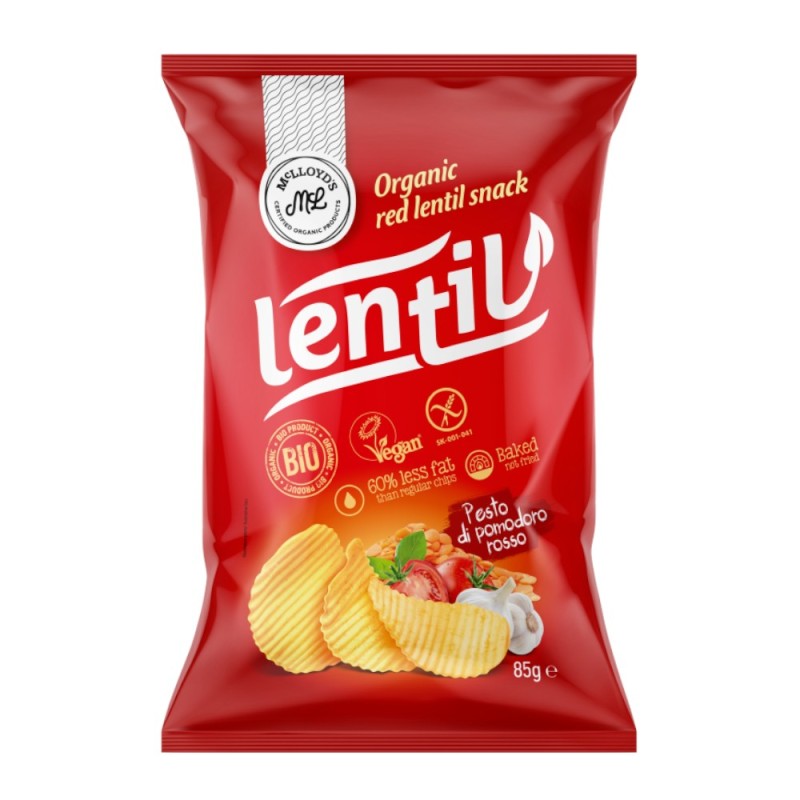 Chipsuri Eco Coapte din Linte Rosie cu Pesto din Rosii, McLloyd's, 85 g