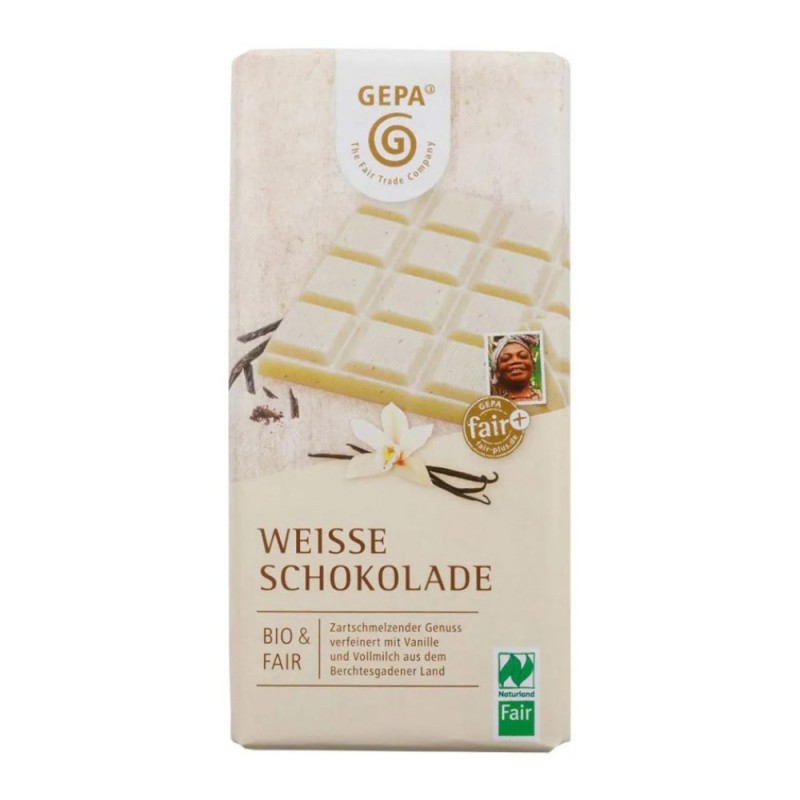 Ciocolata Alba Bio si Fairtrade cu Vanilie, Gepa, 100 g