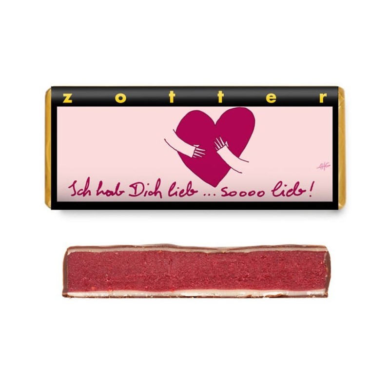 Ciocolata BIO Amaruie cu Crema de Zmeura, 70 g, Zotter