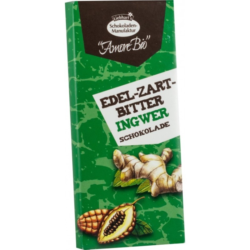 Ciocolata BIO Amaruie cu Ghimbir Caramelizat, 40 g, Liebhart's Amore Bio