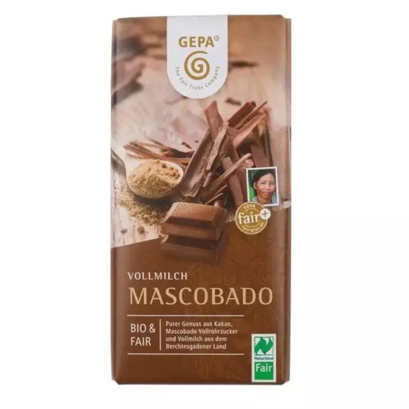 Ciocolata cu Lapte Bio si Fairtrade Mascobado, 100 g, Gepa