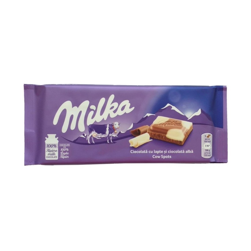 Ciocolata cu Lapte si Ciocolata Alba, Milka Happy Cows, 100 g