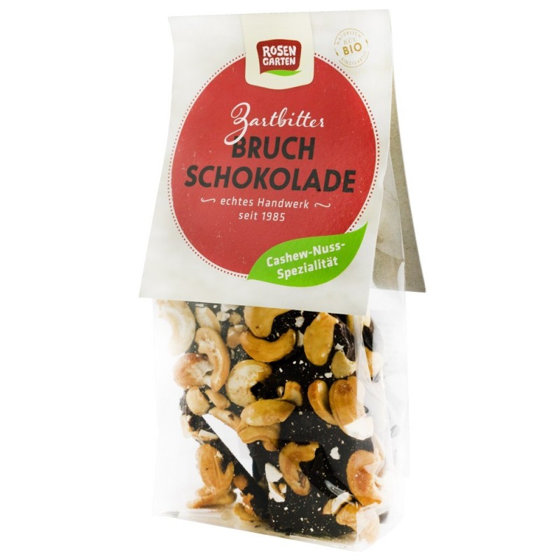 Ciocolata Neagra Bio cu Bucati de Caju Prajite, 110g Rosen Garten