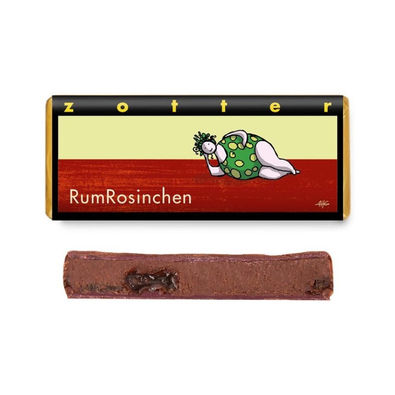 Ciocolata Neagra BIO cu Rom si Stafide, 70 g, Zotter