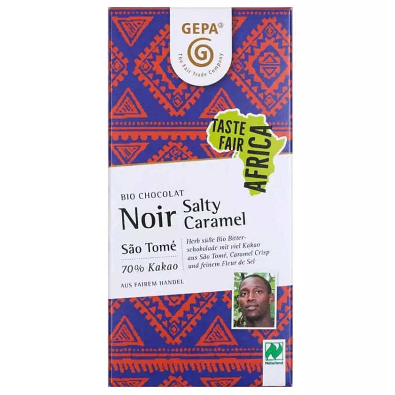 Ciocolata Neagra Bio si Fairtrade cu Caramel Sarat, 80 g, Gepa