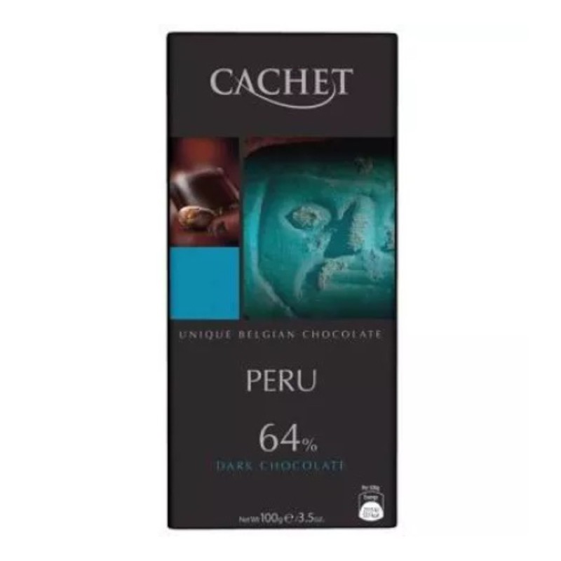 Ciocolata Neagra, Cachet, 64% Cacao, Peru, 100 g