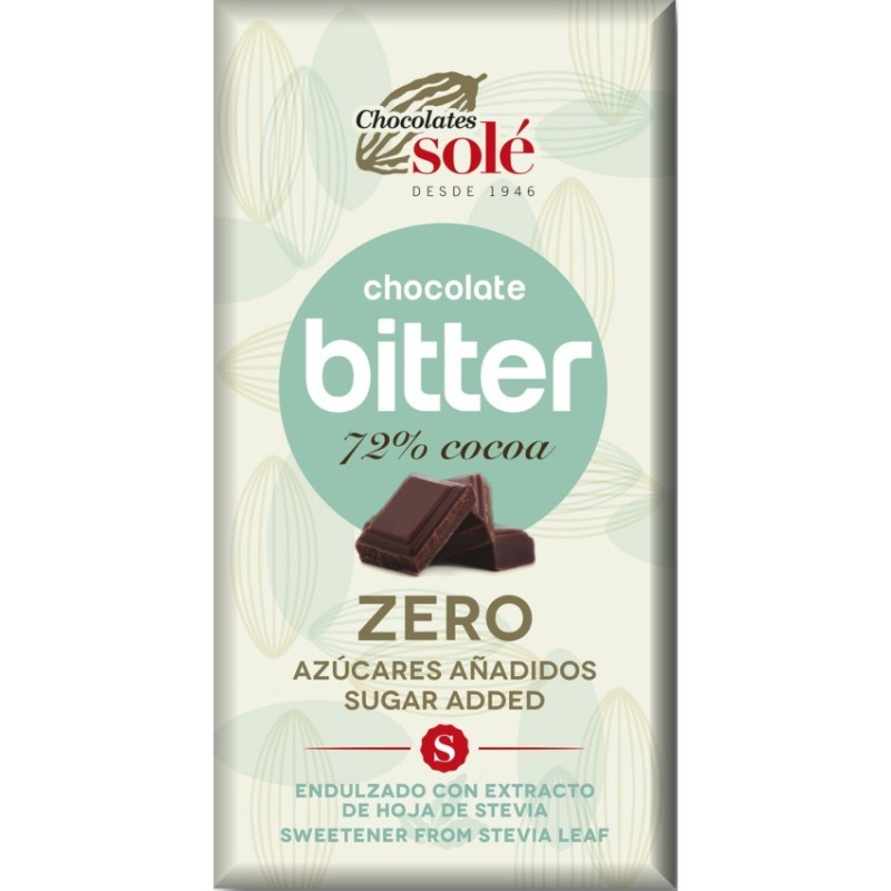 Ciocolata Neagra cu Stevie, 72% Cacao, 100 g, Chocolates Sole