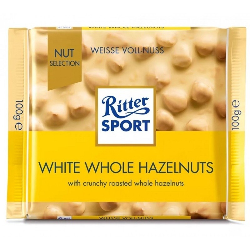 Ciocolata Ritter Sport Alba Cu Alune Intregi 100 g
