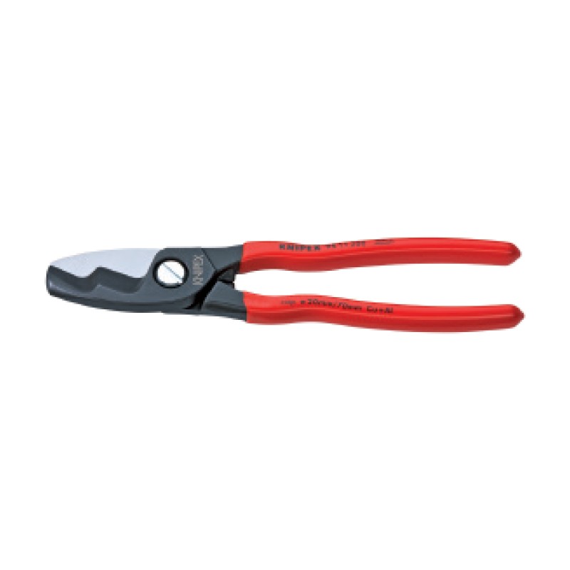 Cleste de Taiat Cabluri cu Muchii de Taiere Duble, cu Suprafata Brunata si Manere cu Manson din Plastic, L 200 Mm, Taiere O 20mm