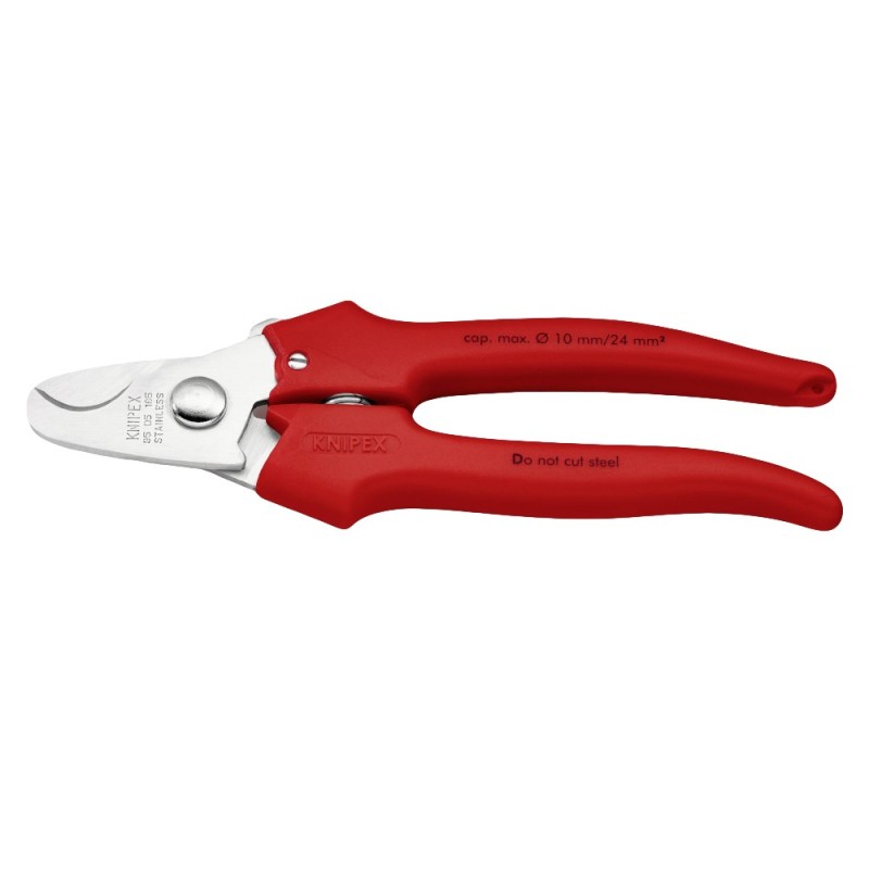 Cleste de Taiat Cabluri cu Strat Protector Lustruit si Manere cu Manson din Plastic, L 165 Mm, Taiere O 10mm / 24 Mm2, Awg 3