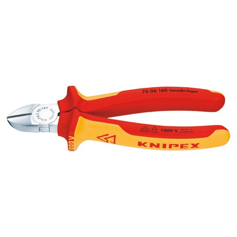 Cleste Diagonal - Knipex Clasic, cu Suprafata Cromata si Manere cu Manson Bicomponent Vde 1000 V, L 160 Mm, Taiere O 4.0 / 2.8 /