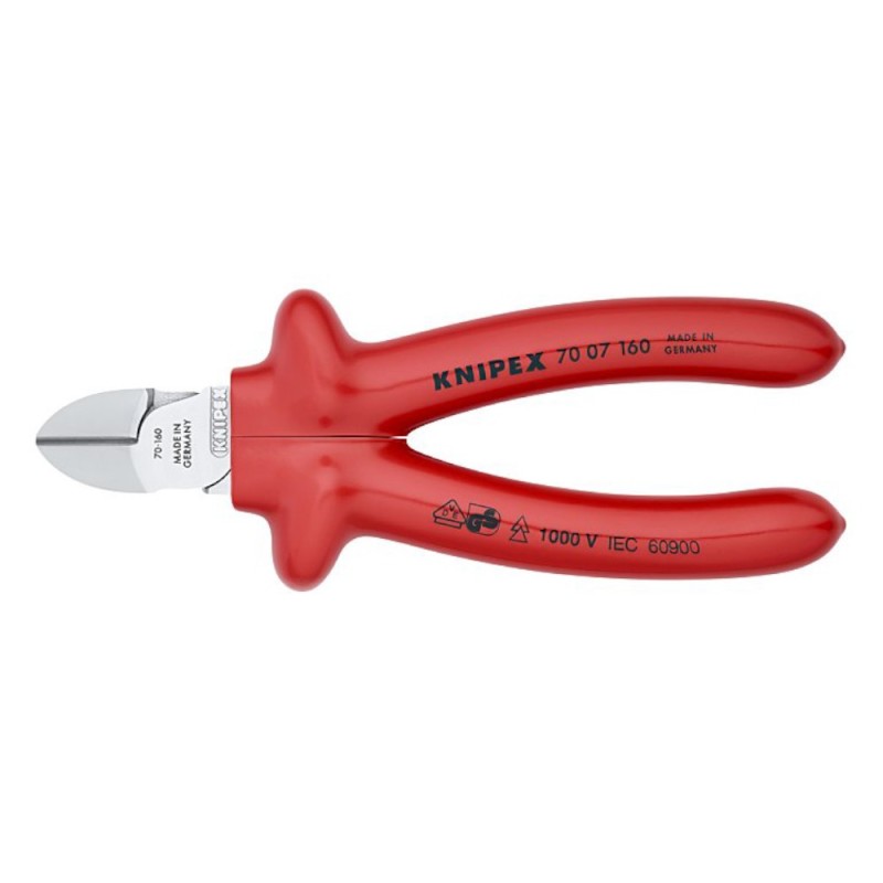 Cleste Diagonal - Knipex Clasic, cu Suprafata Cromata si Manere cu Manson Monocomponent Vde 1000 V in Adancime, L 160 Mm, Taiere