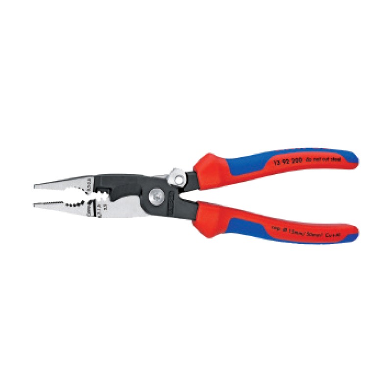 Cleste Multifunctional pentru Electricieni, cu Sistem de Blocare, cu Strat Protector Negru Lustruit si Manere cu Manson Bicompon