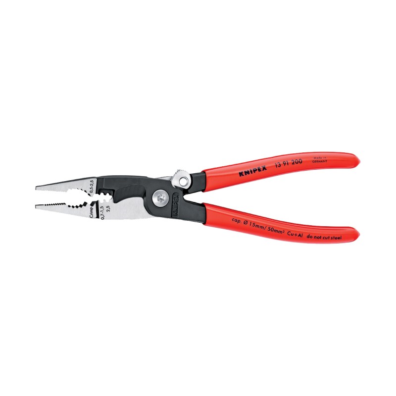 Cleste Multifunctional pentru Electricieni, cu Sistem de Blocare,cu Strat Protector Negru Lustruit si Manere cu Manson din Plast