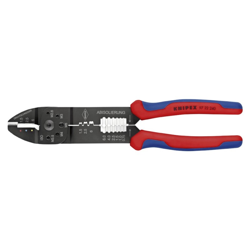 Cleste Multifunctional pentru Sertizat, L 240 Mm, Capacitate 0.75 - 6.0 / 0.50 - 6.0 Mm2, Awg 18-10 / 20-10