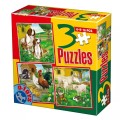 Colectie 3 Puzzle Copii,  6, 9, 16 Piese, Animale Domestice Mici