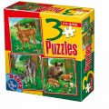 Colectie 3 Puzzle Copii,  6, 9, 16 Piese, Animale Salbatice