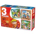 Colectie 3 Puzzle Copii,  6, 9, 16 Piese, Basme