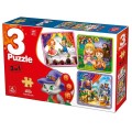 Colectie 3 Puzzle Copii,  6, 9, 16 Piese, Povesti