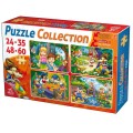 Colectie 4 Puzzle Copii,  24, 35, 48 si 60 Piese, Basme, D-toys