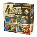 Colectie 4 Puzzle-uri, D-Toys, Dinozauri, 12, 24, 35 si 48 Piese