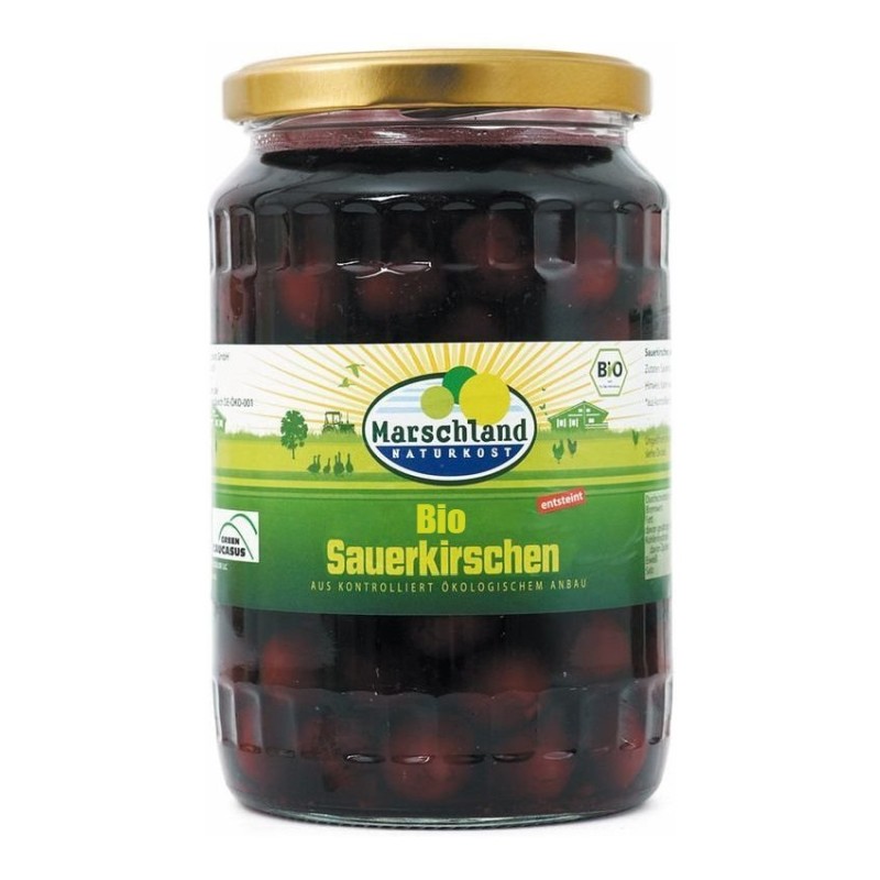 Compot BIO de Visine fara Samburi, 680 g / 360 g, Marschland Naturkost