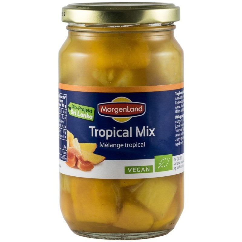 Compot Bio, Mix din Fructe Tropicale, 360g/230g MorgenLand