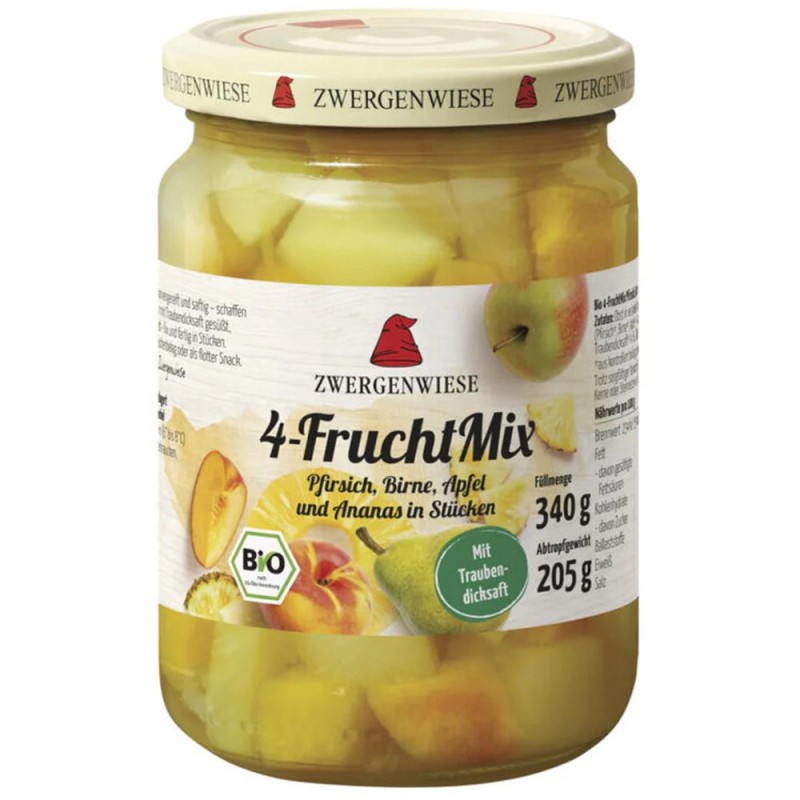 Compot din 4 Fructe, Zwergenwiese, fara Zahar Adaugat, Bio, 340 g