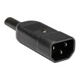 Conector AC Tata, Montare pe Cablu, 10A, Negru