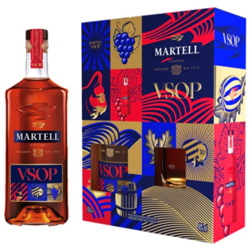 Coniac Martell VSOP, Alcool 40%,  cu 2 Pahare, 0.7 l
