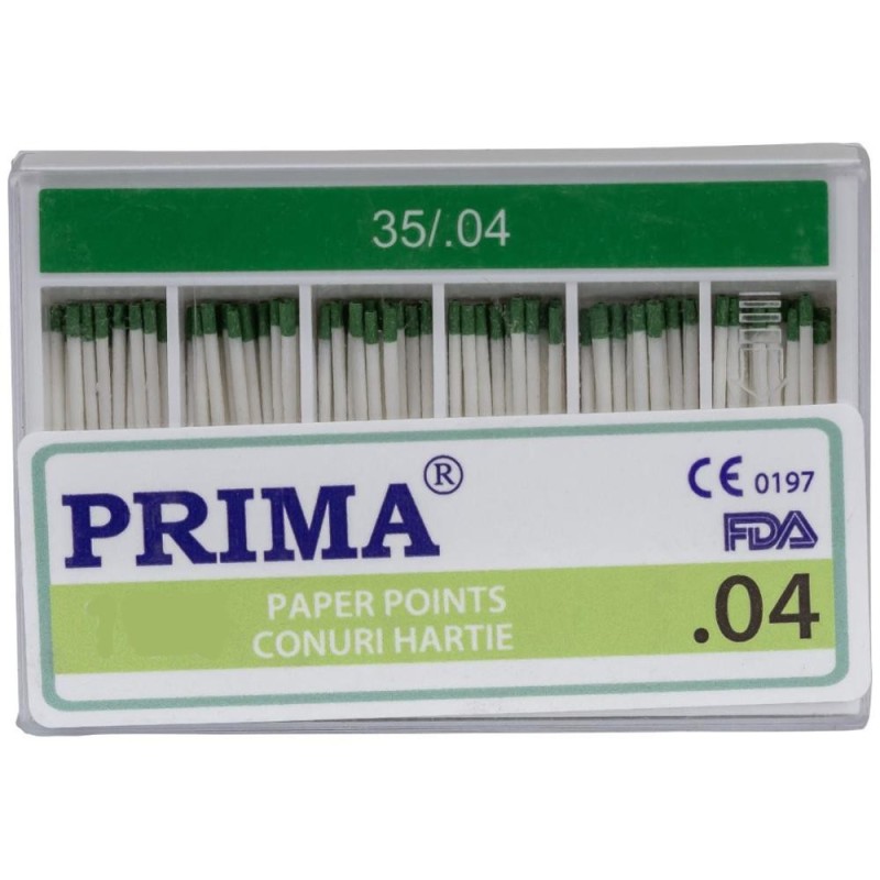 Conuri din Hartie Absorbanta ISO 35, Verde, Marimea 4, pentru Uscarea Canalelor Radiculare, 60 Bucati