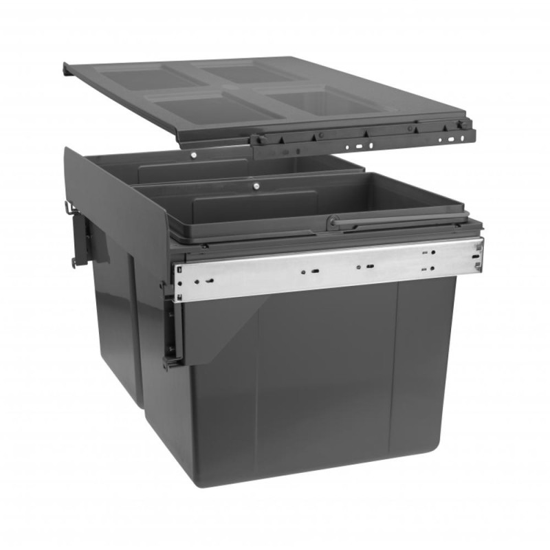 Cos Gunoi Model Practi Eco, 2 Cuve x 27 L, H358 mm, 403x572 mm, Finisaj Antracit